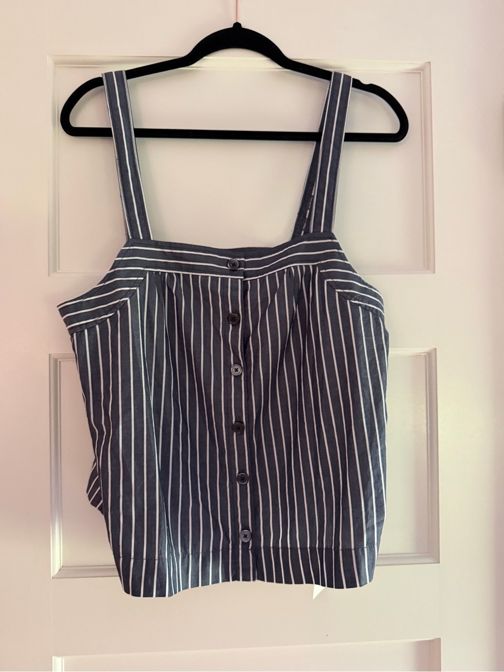 Alex Mill Striped Navy Button-Front Tank Top